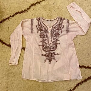 Matta lilac embroidered gauze shirt/beach coverup size XS or 12 kids.